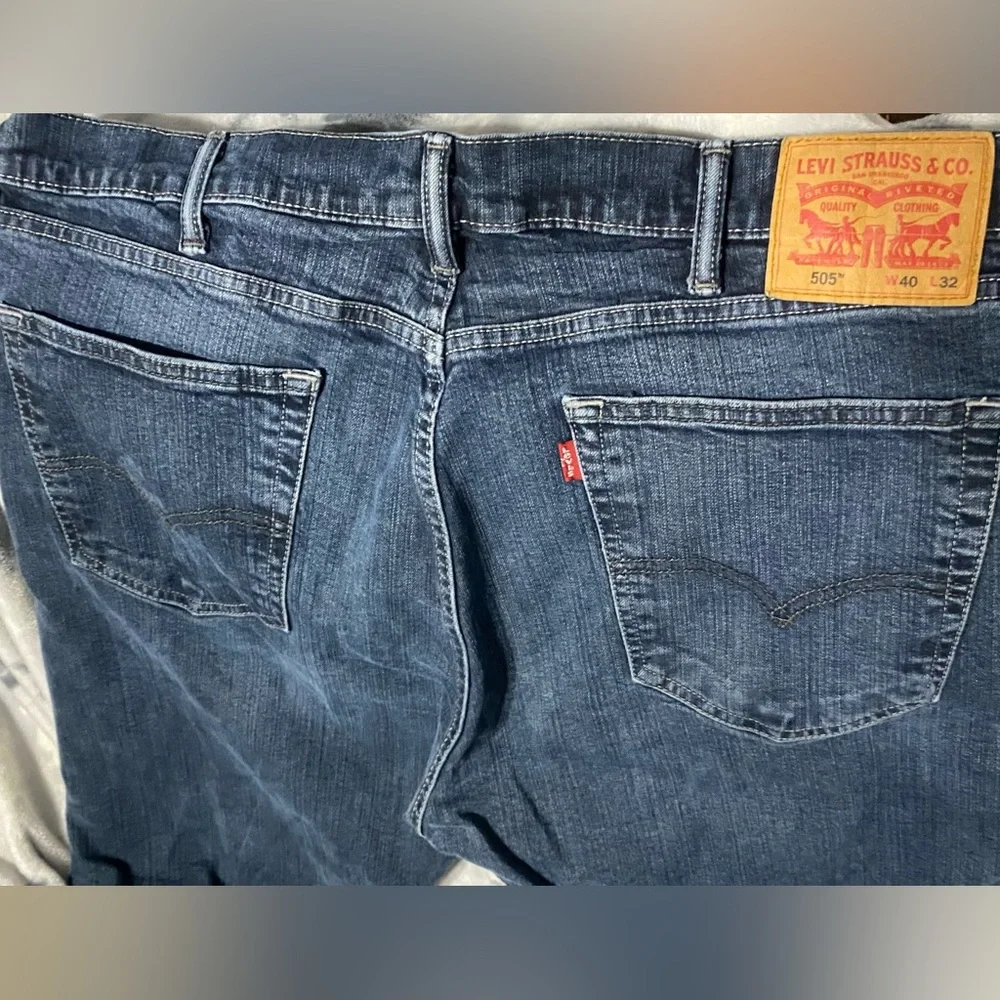 Levis 505 Jeans Men's 40x32 Blue Jeans‎ Straight Leg 100% Cotton Hemmed